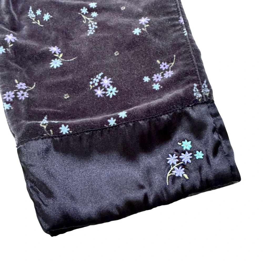 Vintage 90's Cherokee Overalls 5T Black Floral Velvet Embroidered Satin Trim